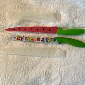 Party and Watermelon knives Fun knives with protective covers. New never used.